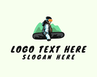 Winter Mountain Snowboarder  logo design