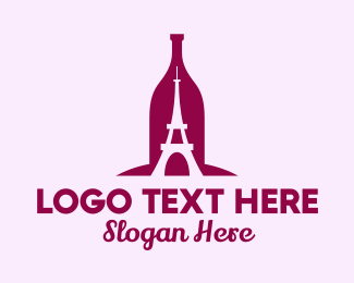 French Wine Bottle logo design