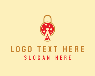 Pizza Slice Lock  logo design