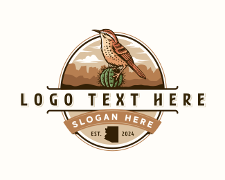 Arizona Cactus Wren Bird logo design