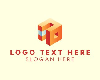 3D Geometric Block Cube logo design