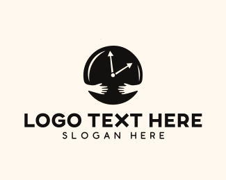 Clock Hugging Hands logo design