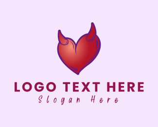 Naughty Horn Heart  logo design