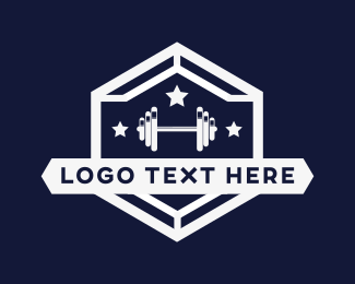 Dumbbell Weights Hexagon logo design