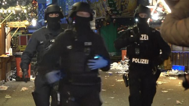 German police at scene of suspected deadly car attack on Christmas market in Magdeburg
