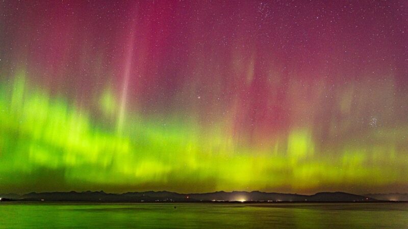 Green and purple aurora.