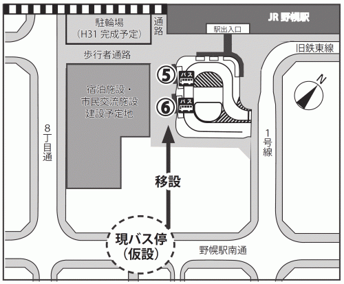 新バス停と臨時バス停