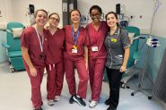 Guy's and St Thomas' nurse-led varicose vein intervention service team. Left to right: Chloe Lakin, Emily Prior, Lily Benton, Joan Uwadileke, Mara Peixoto