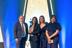 Sana Gul Baloch, second left, receiving her Student Nursing Times 2024 award