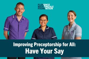 Image promoting a Florence Nightingale Foundation survey on preceptorship January 2025