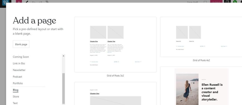 choose blog page layout