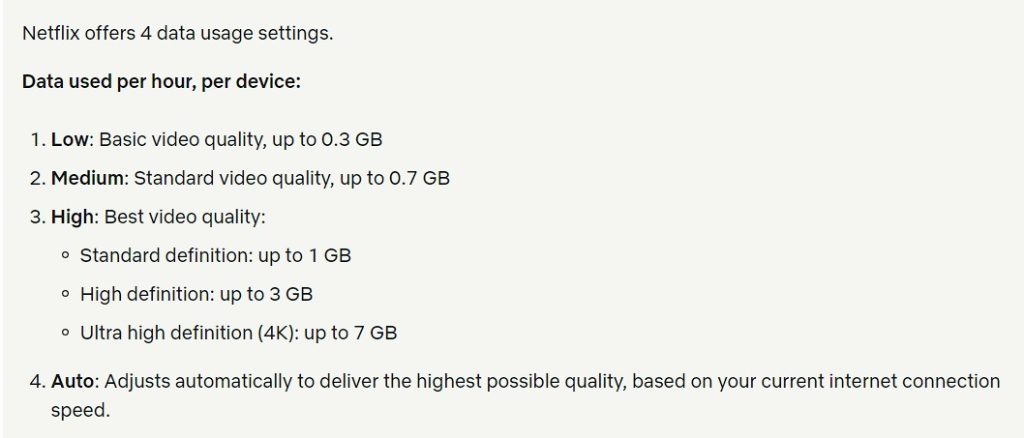 netflix data usage on pcs