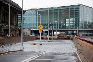 The Battery Park Underpass in New York is seen completely submerged because of flooding from Hurricane Sandy.