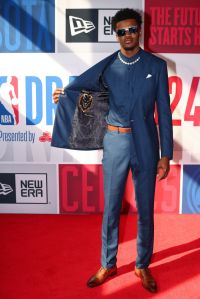 NEW YORK, NEW YORK - JUNE 26: Yves Missi arrives prior to the first round of the 2024 NBA Draft at Barclays Center on June 26, 2024 in the Brooklyn borough of New York City. NOTE TO USER: User expressly acknowledges and agrees that, by downloading and or using this photograph, User is consenting to the terms and conditions of the Getty Images License Agreement. (Photo by Sarah Stier/Getty Images)