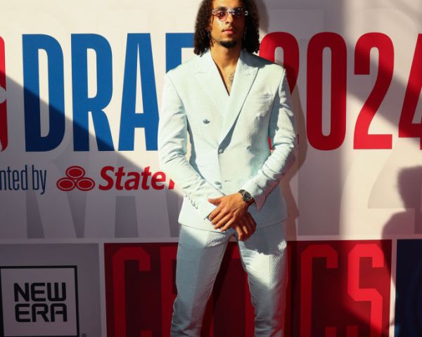 NEW YORK, NEW YORK - JUNE 26: Devin Carter arrives prior to the first round of the 2024 NBA Draft at Barclays Center on June 26, 2024 in the Brooklyn borough of New York City. NOTE TO USER: User expressly acknowledges and agrees that, by downloading and or using this photograph, User is consenting to the terms and conditions of the Getty Images License Agreement. (Photo by Sarah Stier/Getty Images)