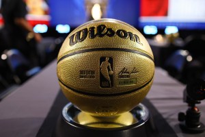 NEW YORK, NEW YORK - JUNE 26: A detailed view of a Gold Edition Wilson basketball during the first round of the 2024 NBA Draft at Barclays Center on June 26, 2024 in the Brooklyn borough of New York City. NOTE TO USER: User expressly acknowledges and agrees that, by downloading and or using this photograph, User is consenting to the terms and conditions of the Getty Images License Agreement. (Photo by Sarah Stier/Getty Images)