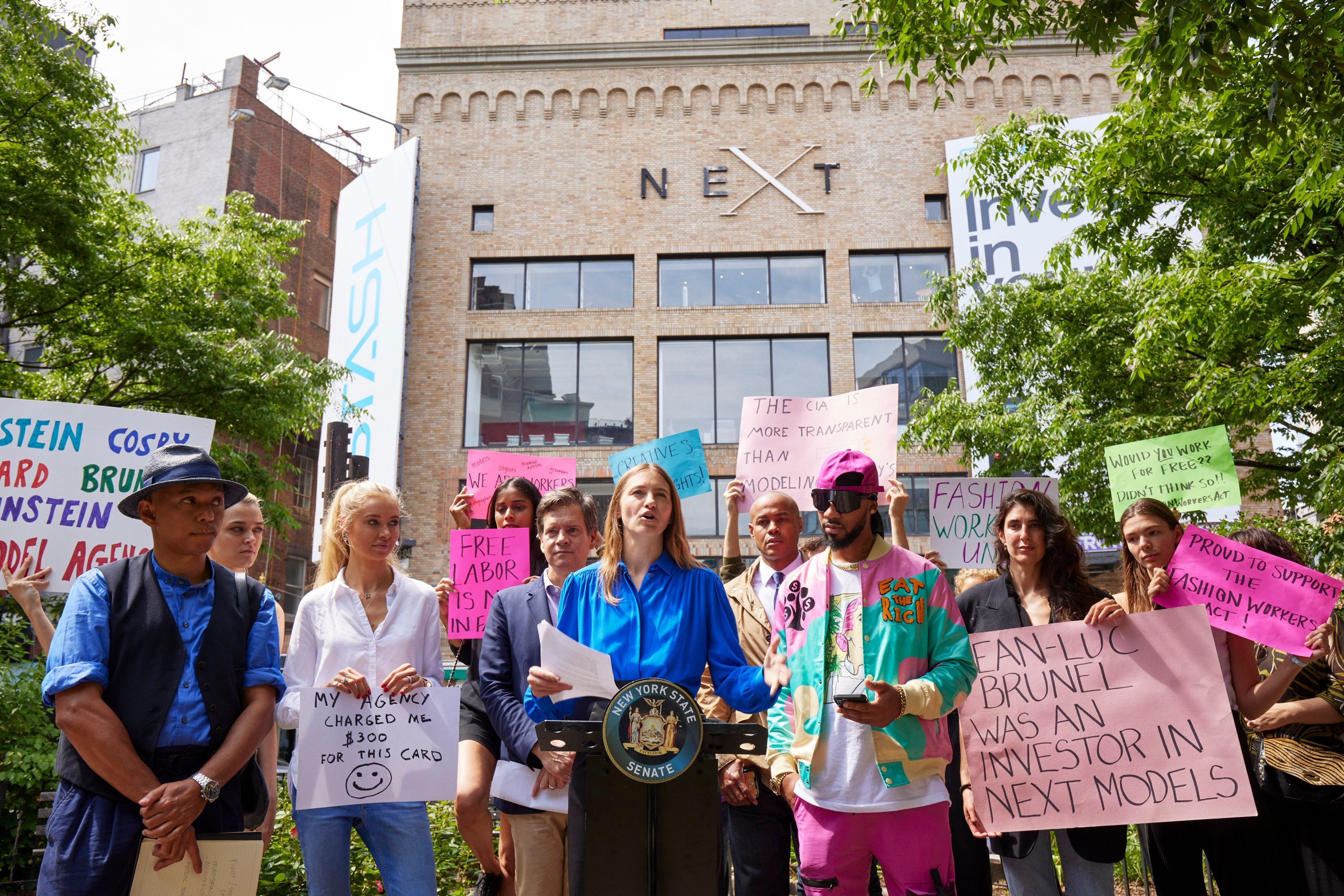 The scene at the 2023 rally for the Fashion Workers Act.