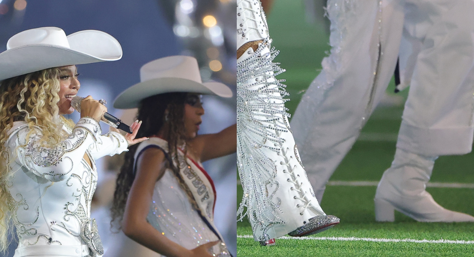 Beyoncé performs with daughter, Blue Ivy, during the halftime show for the game between the Baltimore Ravens and the Houston Texans at NRG Stadium on December 25, 2024 in Houston, Texas.