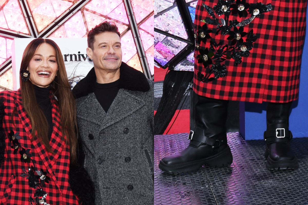 Rita Ora, Ryan Seacrest at the Times Square Ball in the lead up to Dick Clark's New Year's Rockin' Eve with Ryan Seacrest 2025 held at 1 Times Square on December 30, 2024 in New  York, New York.