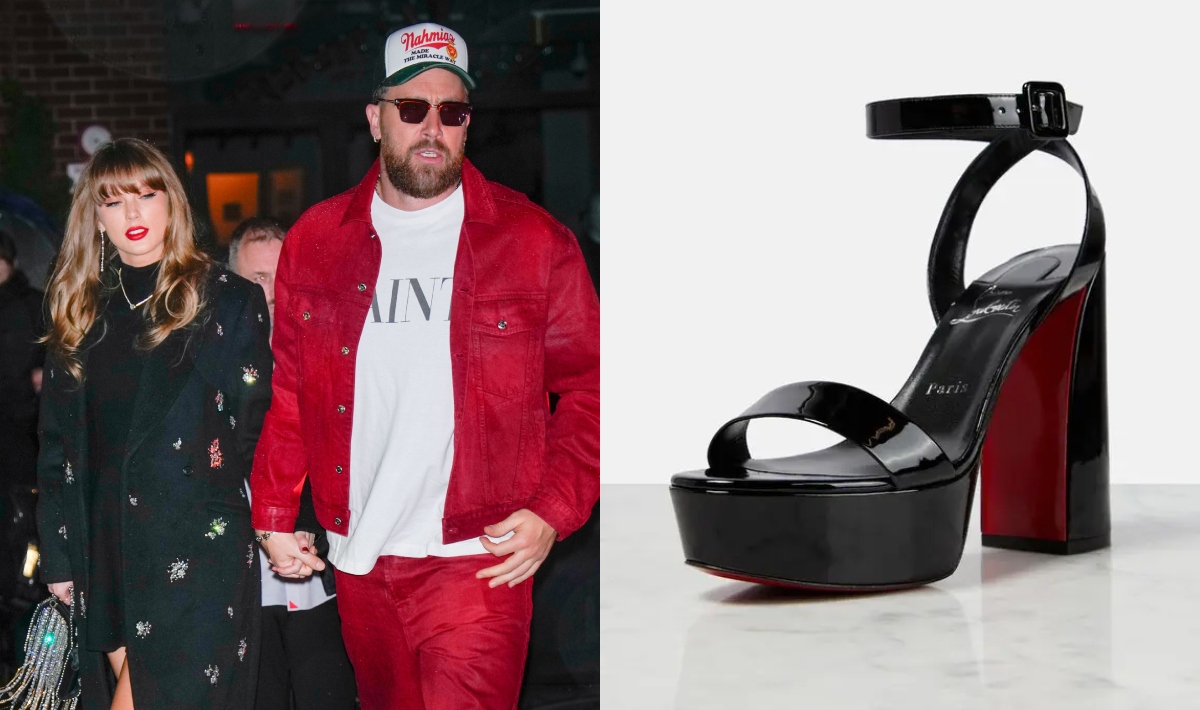 Taylor Swift, Travis Kelce, platform heels, sandals, Christian Louboutin, wool coat, New York