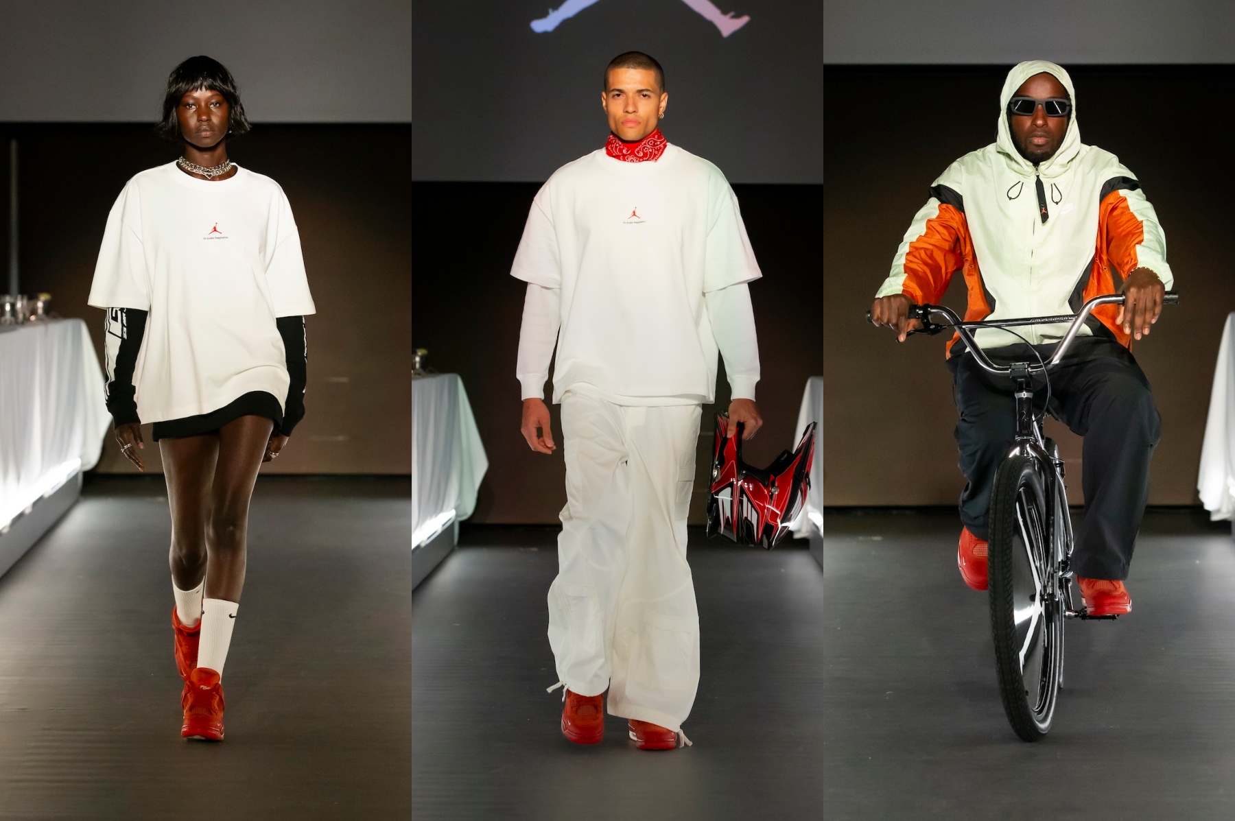 Photographs from Nigel Sylester's fashion show presenting his "Brick by Brick" line with Jordan Brand.