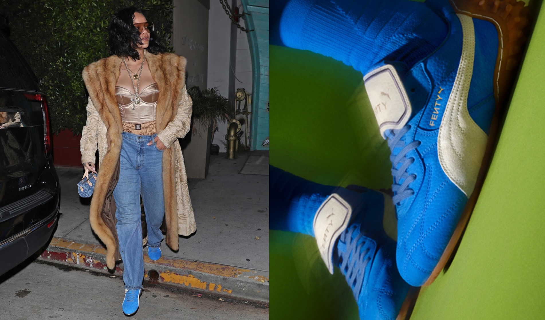 Rihanna wears Puma x Avanti royal blue sneakers you can shop today