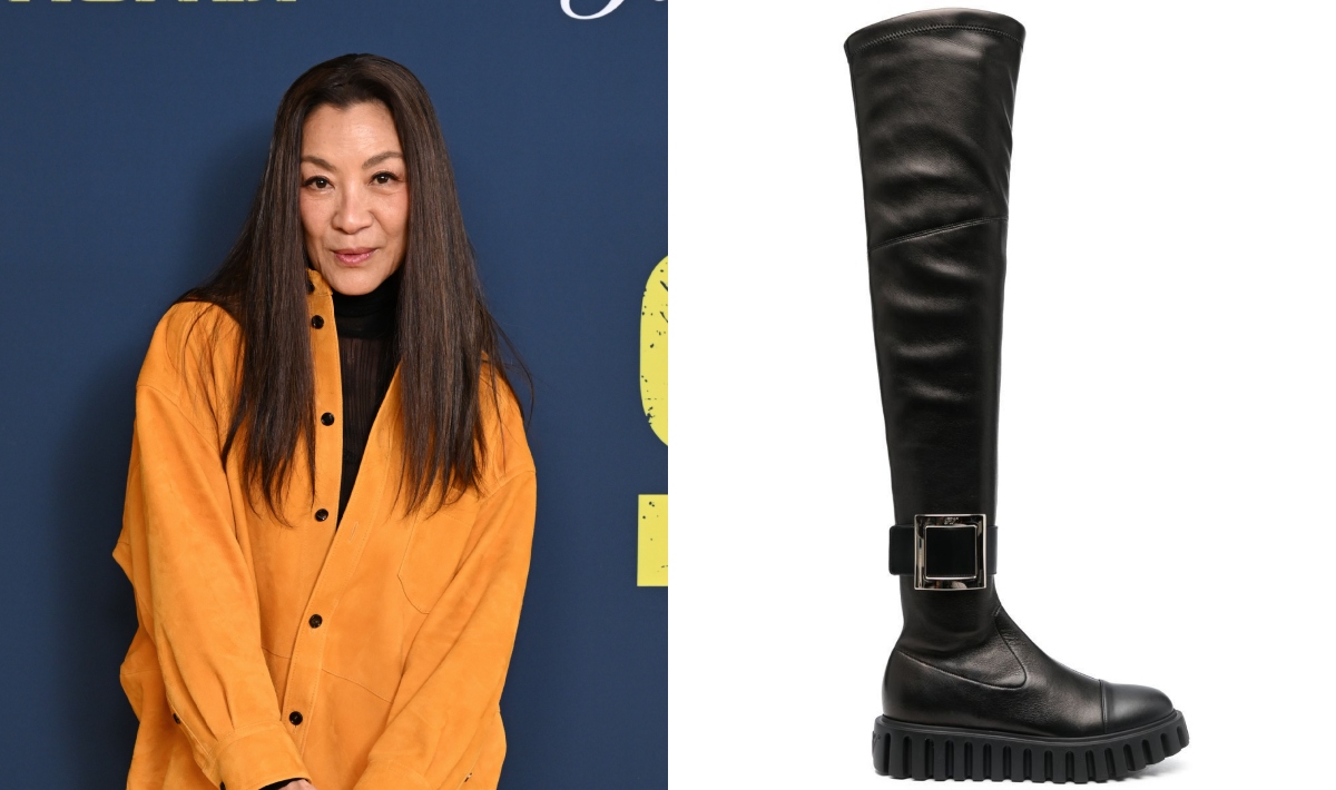 Michelle Yeoh, Roger Vivier, boots, leather, thigh-high, buckle, suede, "Star Trek: Section 31"