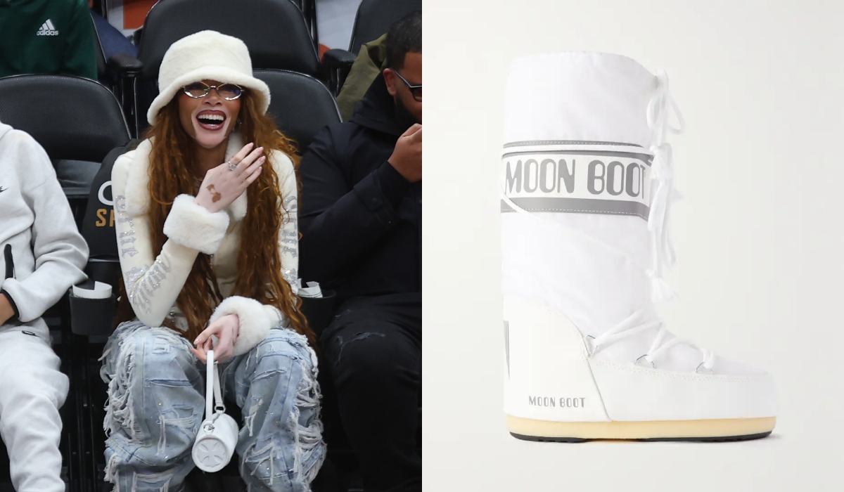 Winnie Harlow, Moon Boot, boots, basketball, Washington D.C., denim, Chrome Hearts, Washington Wizards