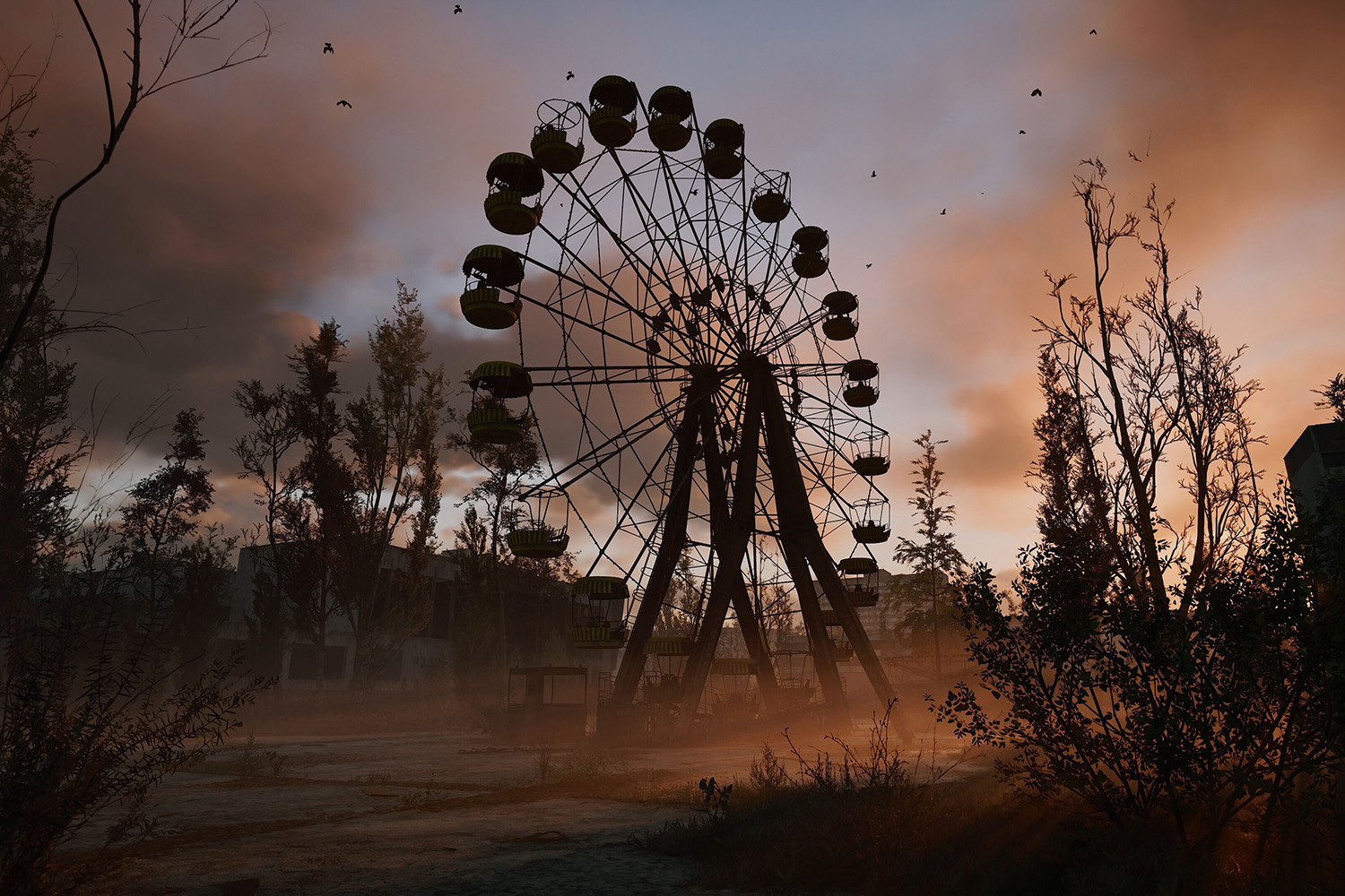 A screenshot from S.T.A.L.K.E.R. 2 depicts the famous Ferris wheel near Pripyat, Ukraine.