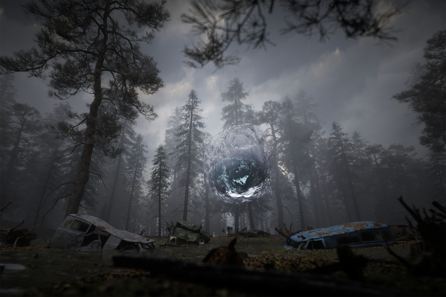 A screenshot from S.T.A.L.K.E.R. 2 depicts one of the game's "anomalies."