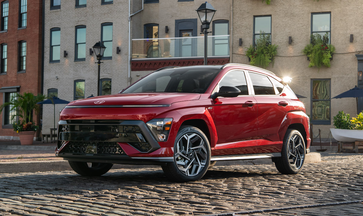 Photo of a red Hyundai Kona