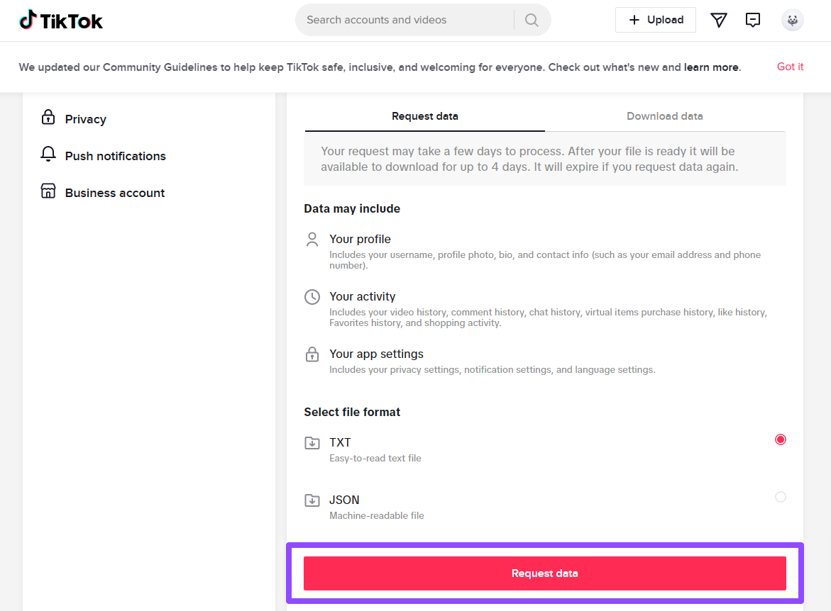 Privacy-and-Settings-TikTok-Request-Data