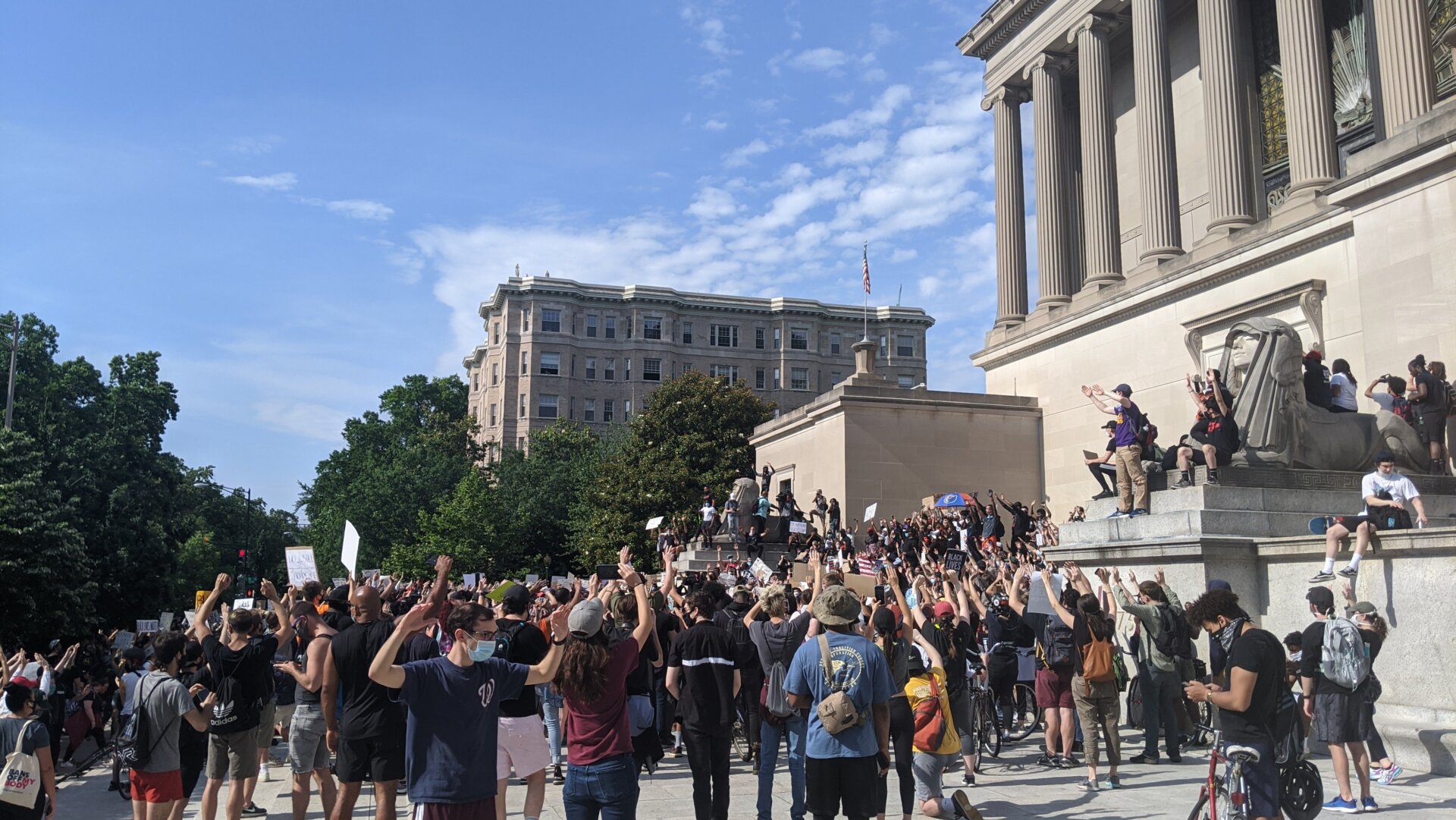 Protesters on the steps of the Supreme Council, 33˚, Scottish Rite Freemasonry, S.J. building.