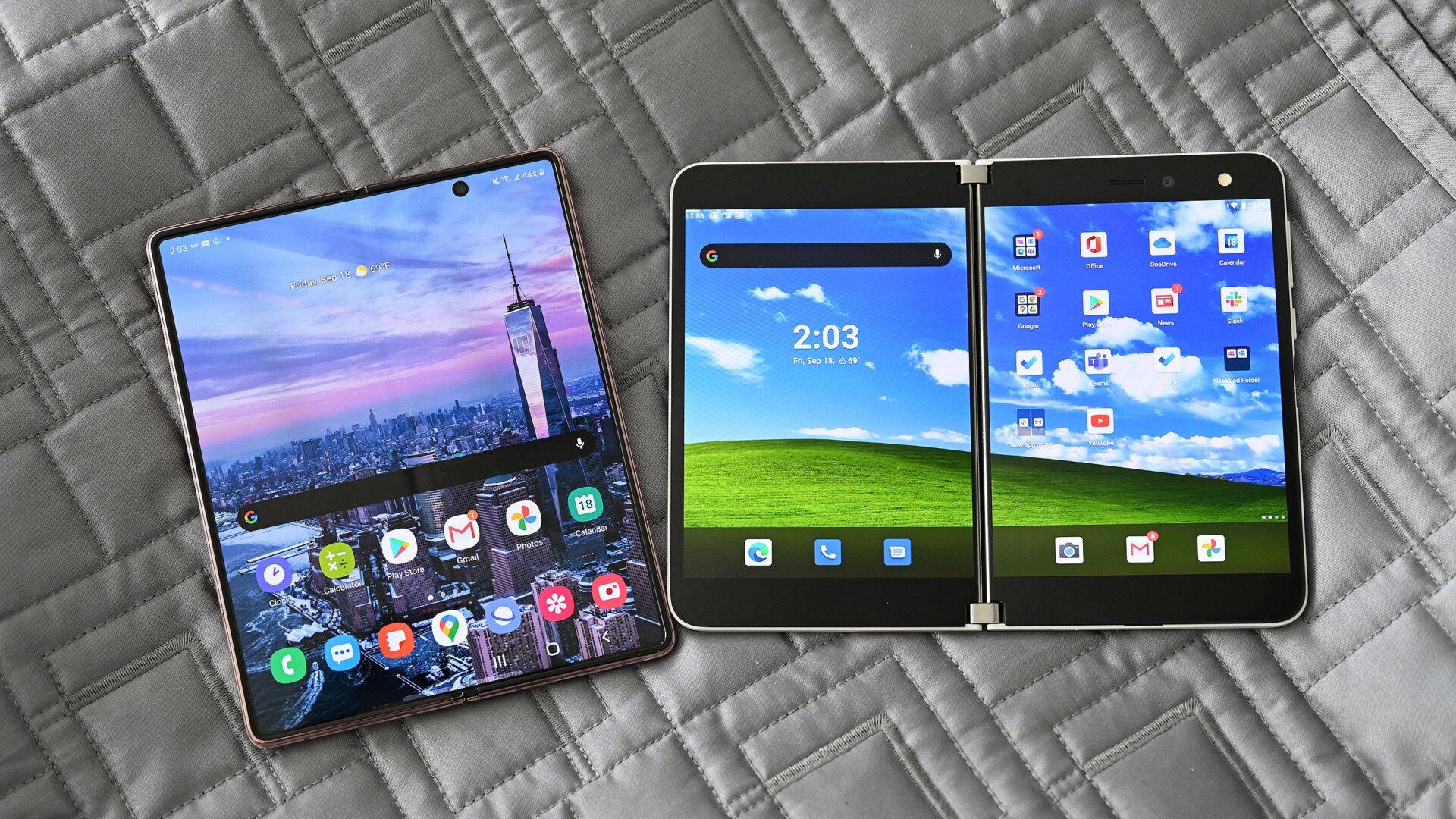 Here’s how the Z Fold2 compares in size to the Surface Duo, 2020's other super-premium folding phone. 