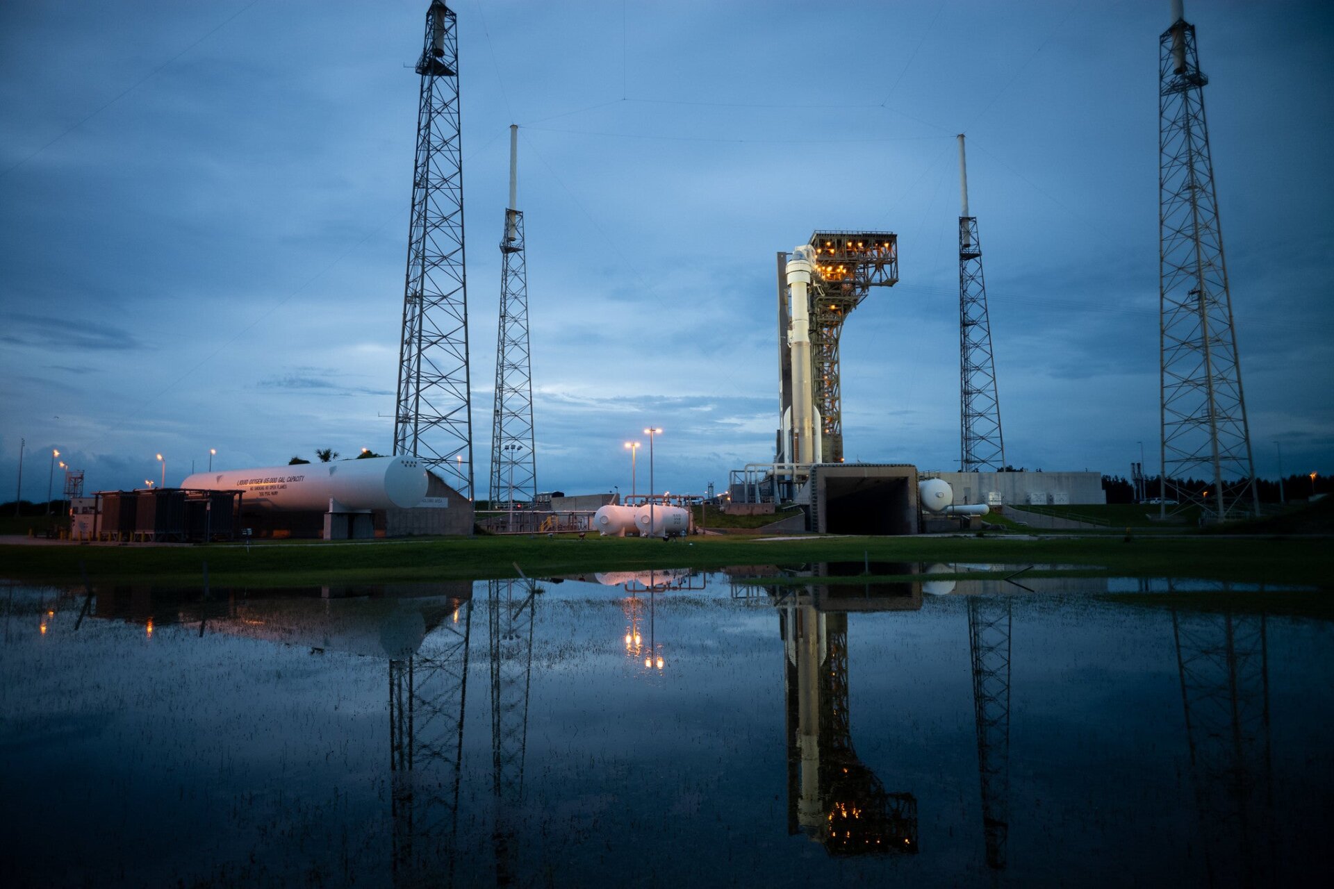 A United Launch Alliance Atlas V rocket with Boeing’s CST-100 Starliner spacecraft at Cape Canaveral’s Space Launch Complex 41 on August 2, 2021. 