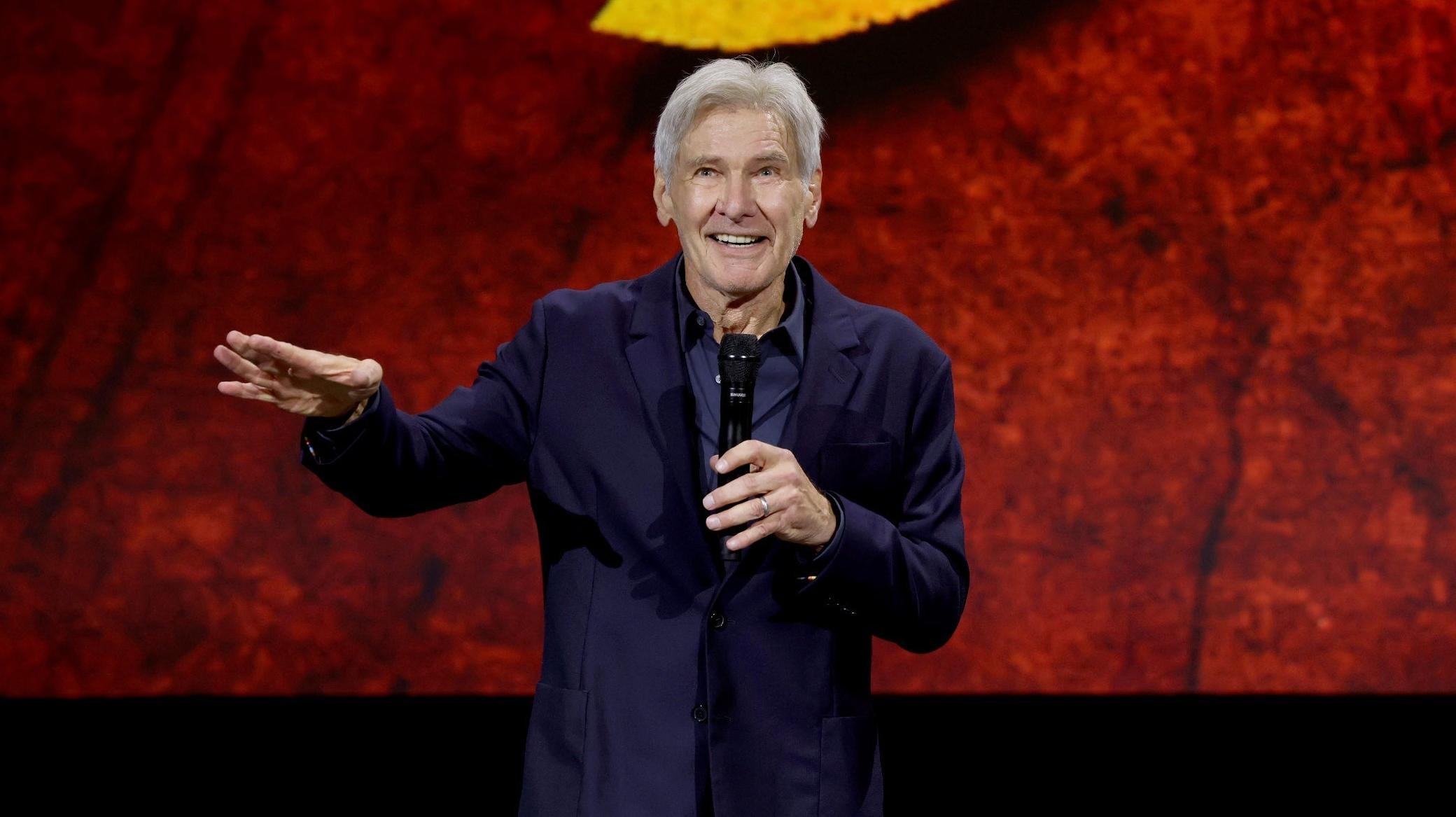 Harrison Ford on stage at the D23 Expo earlier this year.