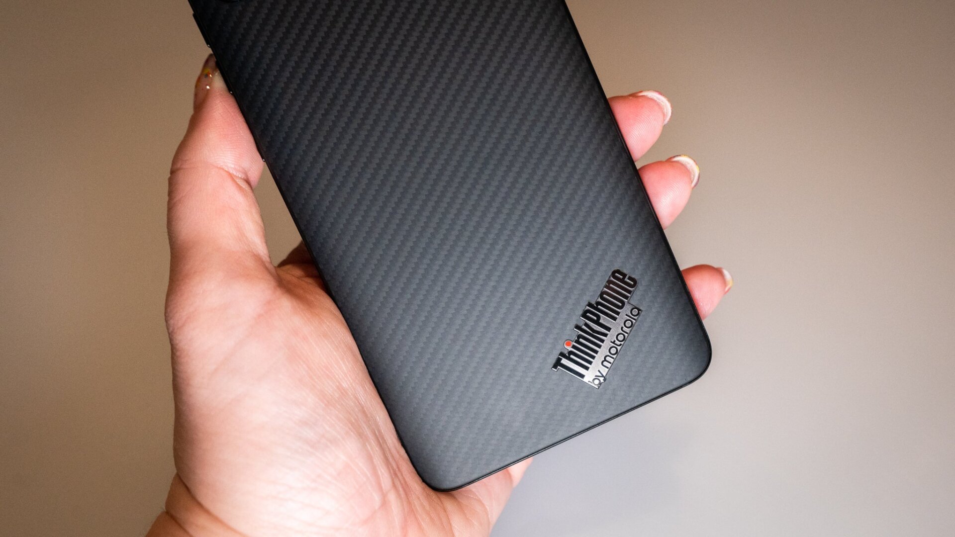 The back of the ThinkPhone looks like a shrunken ThinkPad. 