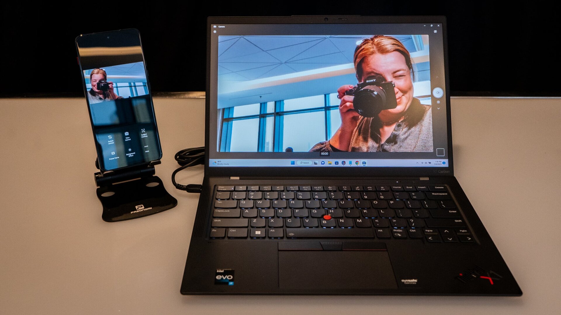 Use the Lenovo ThinkPhone as a webcam with a ThinkPad laptop. 