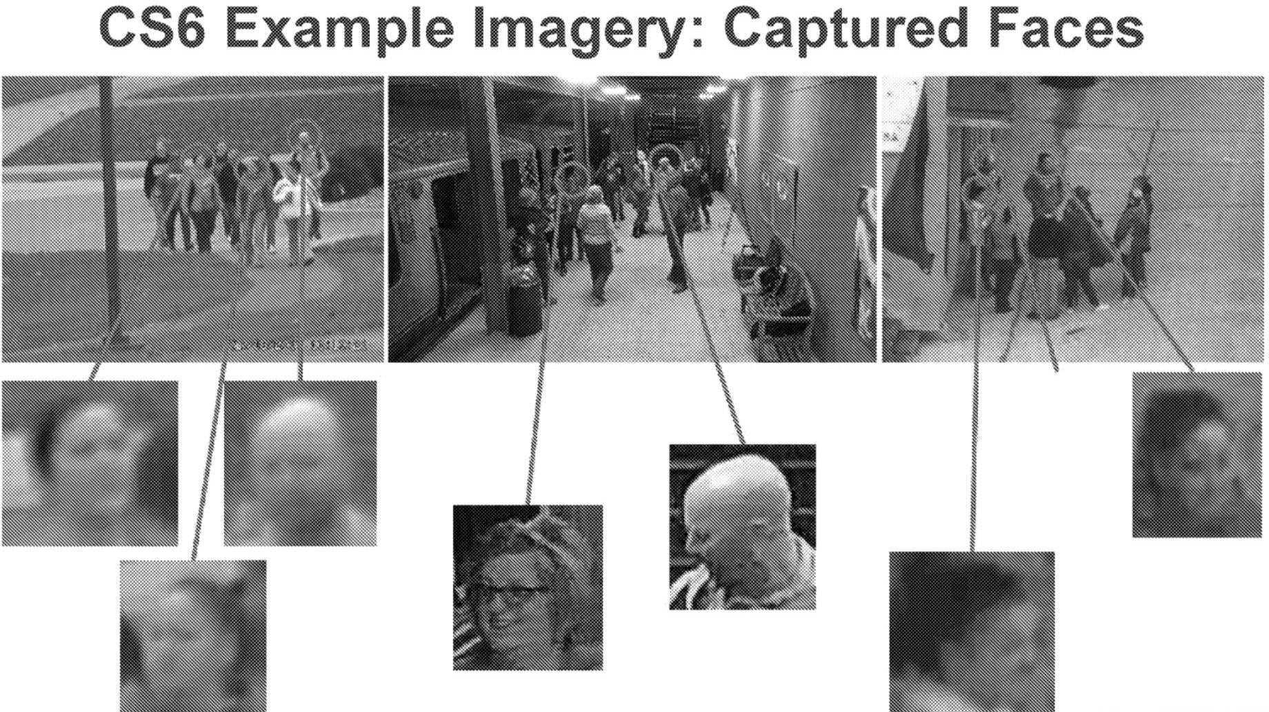 Image shows a face being detected outside a subway.