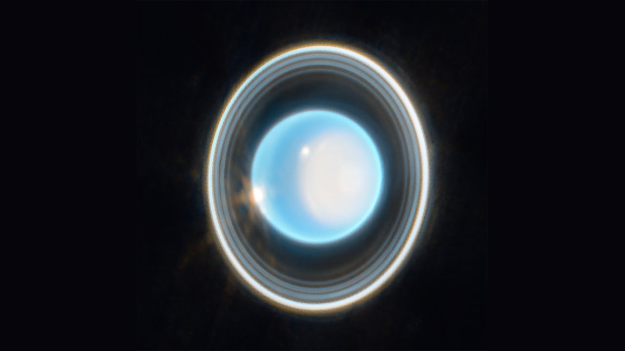 Uranus’ rings are on full display in the latest Webb Space Telescope image.