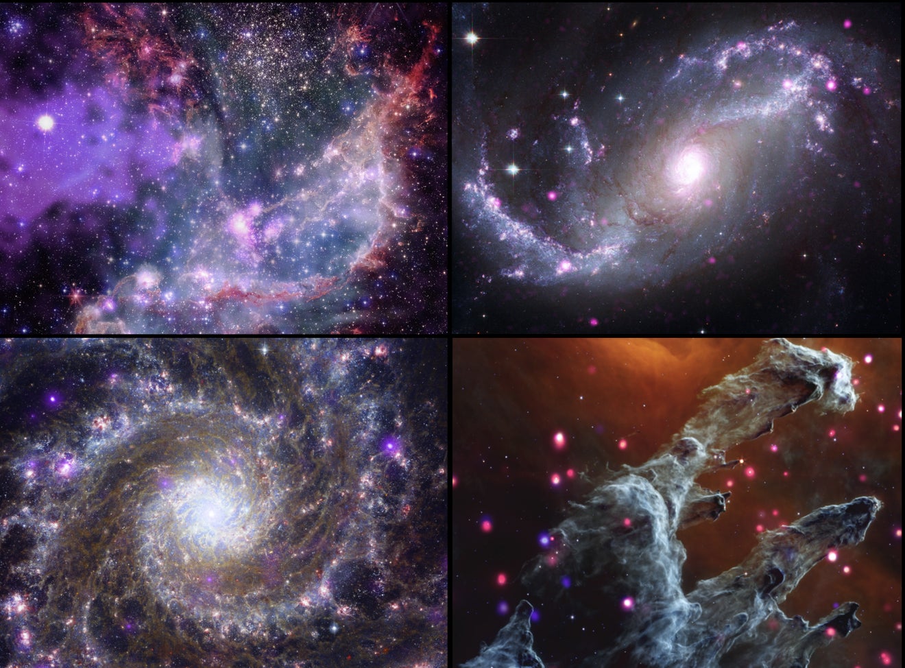 Image: Credit: X-ray: Chandra: NASA/CXC/SAO, XMM: ESA/XMM-Newton; IR: JWST: NASA/ESA/CSA/STScI, Spitzer: NASA/JPL-Caltech; Optical: Hubble: NASA/ESA/STScI, ESO. Image Processing: L. Frattare, J. Major, and K. Arcand