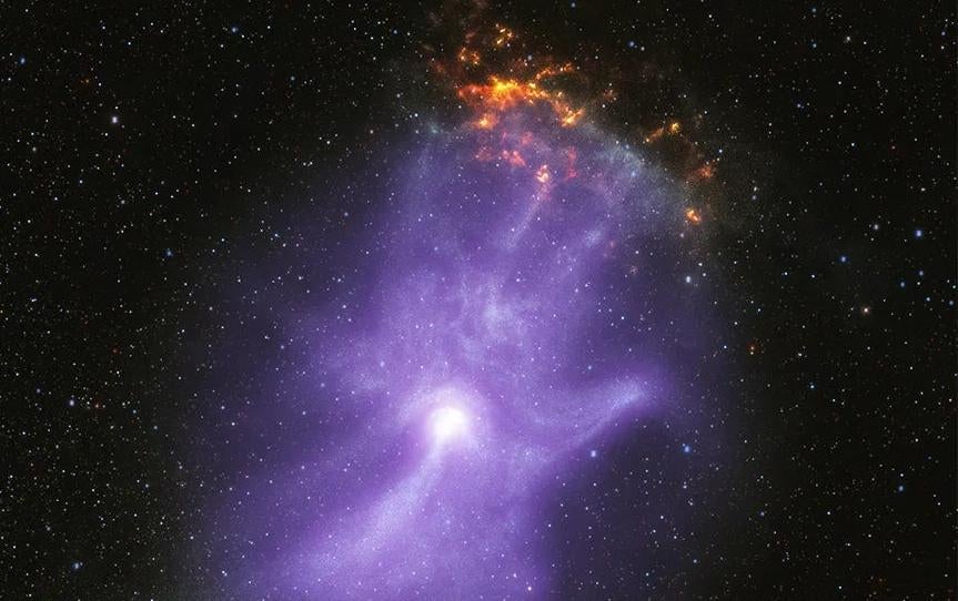 Image: X-ray: NASA/CXC/Stanford Univ./R. Romani et al. (Chandra); NASA/MSFC (IXPE); Infared: NASA/JPL-Caltech/DECaPS; Image Processing: NASA/CXC/SAO/J. Schmidt)