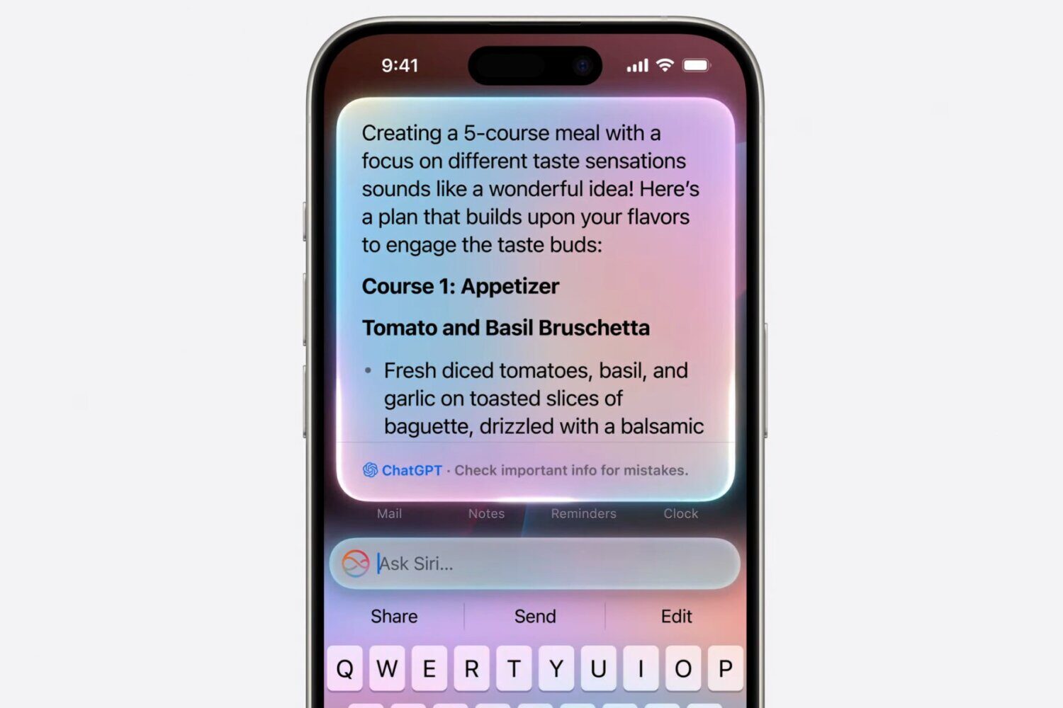 An iPhone showing off ChatGPT with Siri should arrive with iOS 18.2