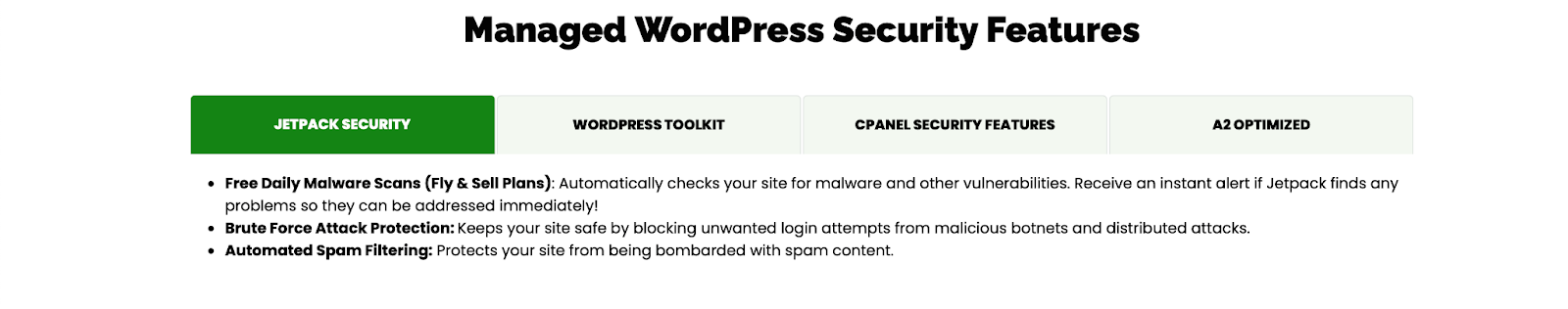 A2hosting WordPress Security Features