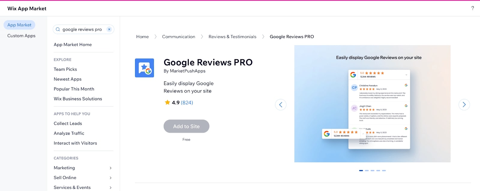 Wix Google Reviews Pro