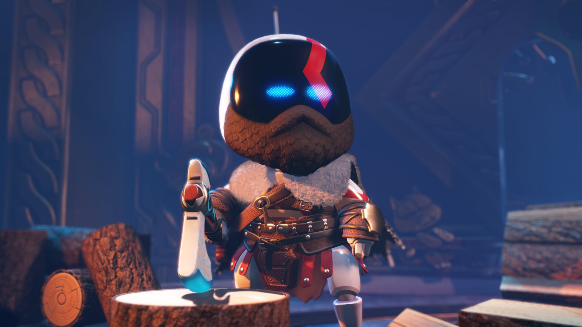 Astro Bot featuring the God of War, Kratos