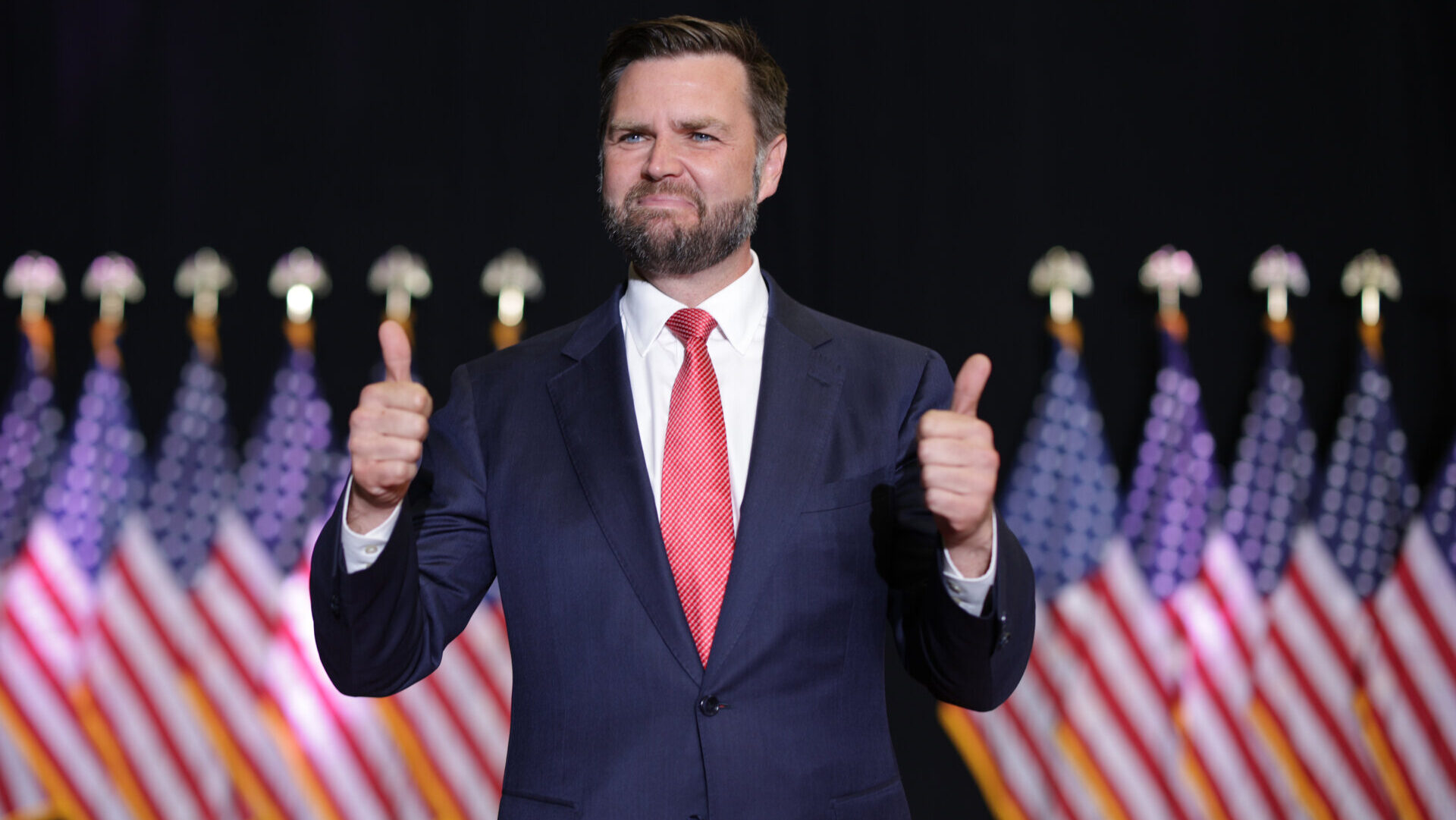 Republican vice presidential nominee, U.S. Sen. J.D. Vance (R-OH) holds a campaign rally at Radford University on July 22, 2024 in Radford, Virginia. 