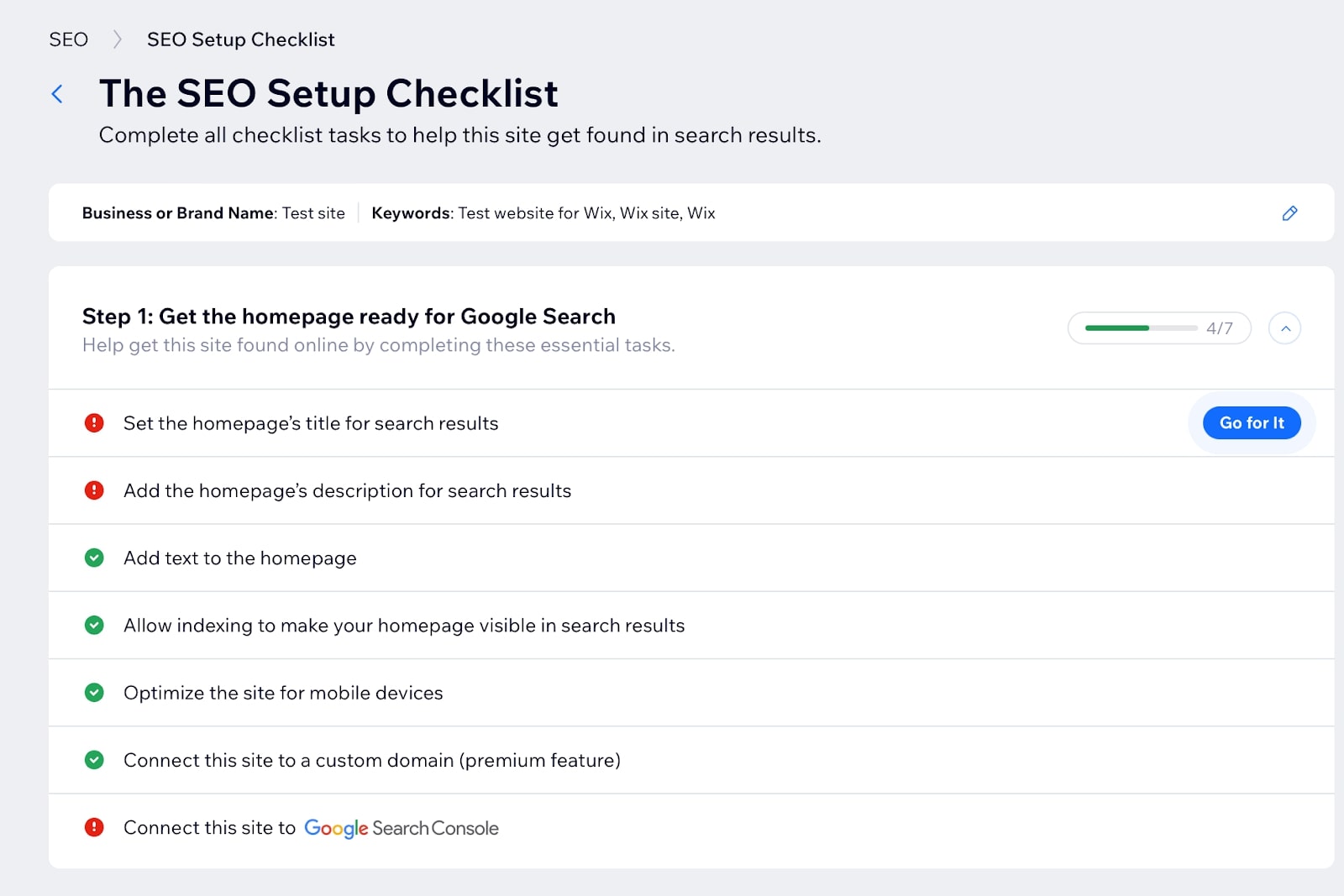 Wix Seo Setup Checklist