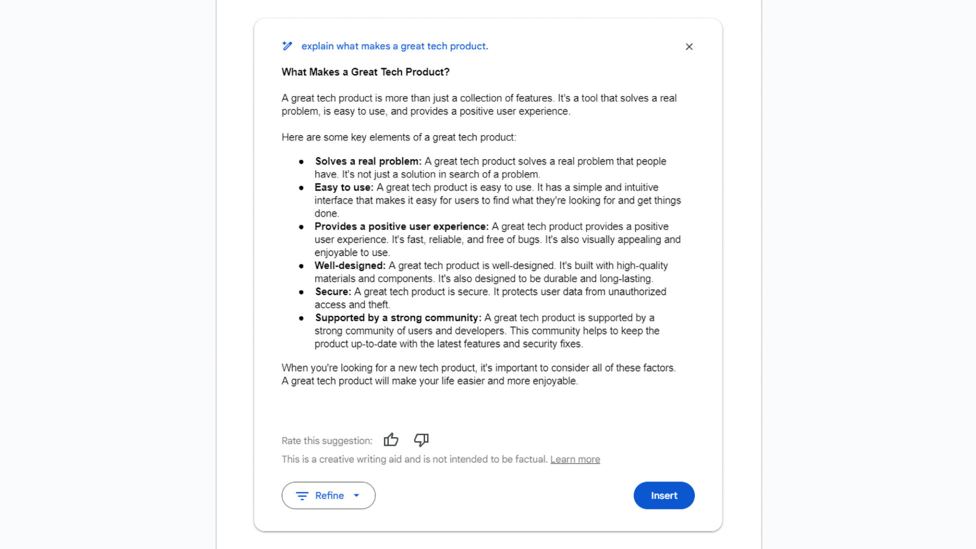 Gemini in Google Docs