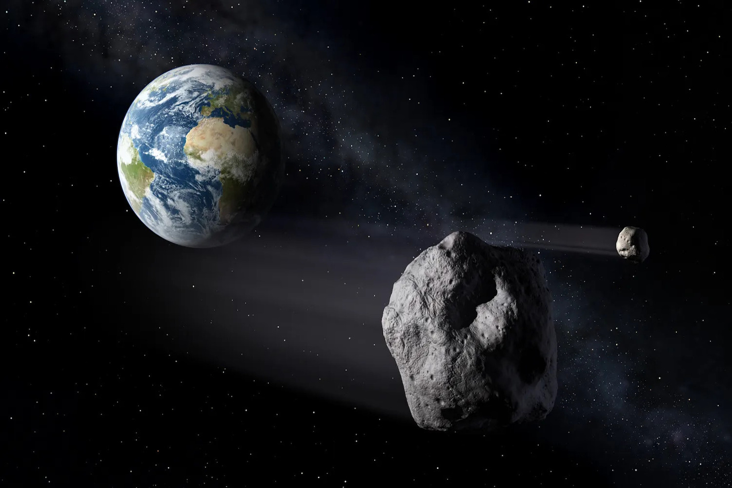 Artist's depiction of asteroid heading towards Earth